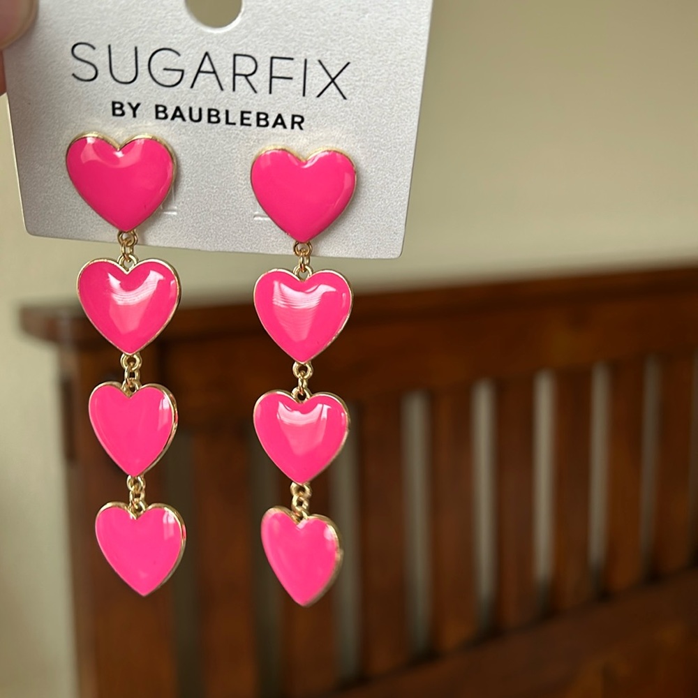 Sugar fix by Baublebar hot pink heart dangle drop earrings